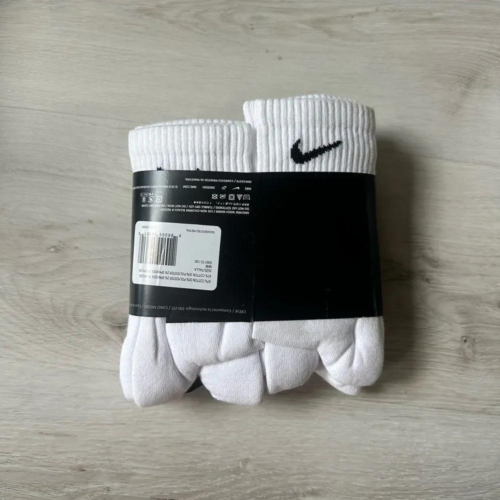 Nike Everyday Plus 6-pk Dri-FIT Cushion Crew Training Socks‎ (M6-8 W6-10) NWT